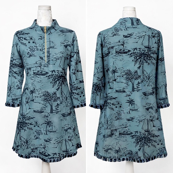 Spartina 449 Nora Dress Stone Harbor Print | Size L - Picture 2 of 6